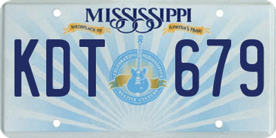 MS license plate KDT679