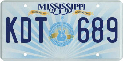 MS license plate KDT689