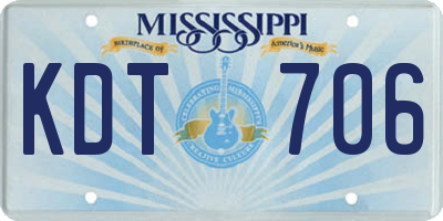 MS license plate KDT706