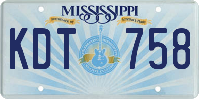 MS license plate KDT758