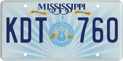 MS license plate KDT760