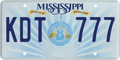 MS license plate KDT777