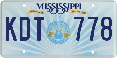 MS license plate KDT778