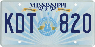 MS license plate KDT820