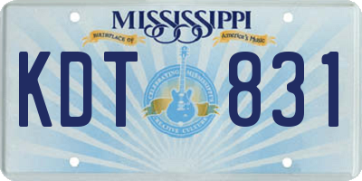 MS license plate KDT831