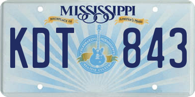 MS license plate KDT843