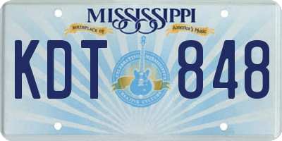 MS license plate KDT848