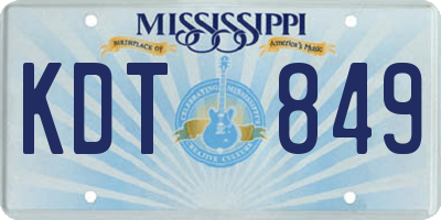 MS license plate KDT849