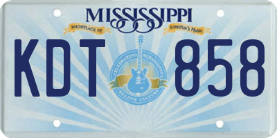 MS license plate KDT858