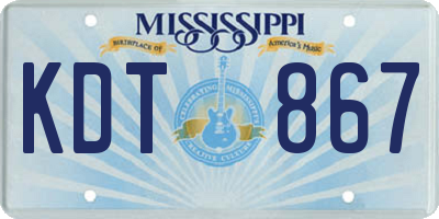 MS license plate KDT867