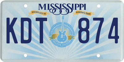 MS license plate KDT874