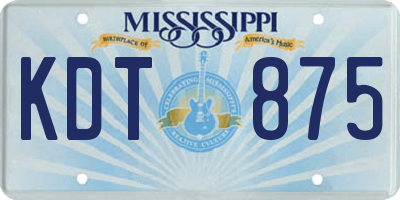 MS license plate KDT875