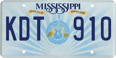 MS license plate KDT910