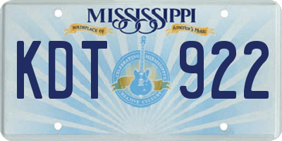 MS license plate KDT922