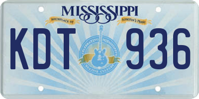 MS license plate KDT936