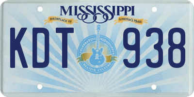 MS license plate KDT938