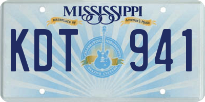MS license plate KDT941