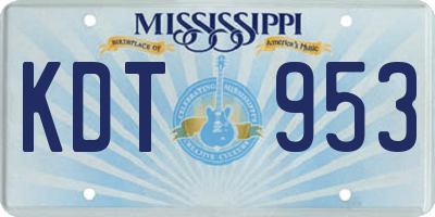 MS license plate KDT953