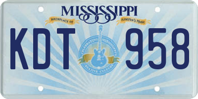 MS license plate KDT958