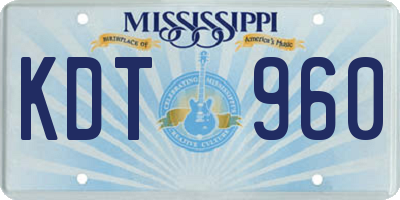 MS license plate KDT960