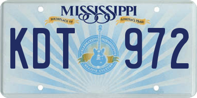 MS license plate KDT972