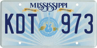 MS license plate KDT973