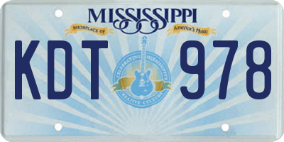 MS license plate KDT978