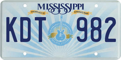 MS license plate KDT982