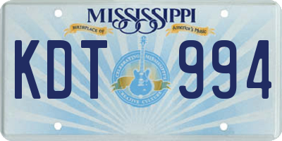 MS license plate KDT994