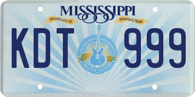 MS license plate KDT999