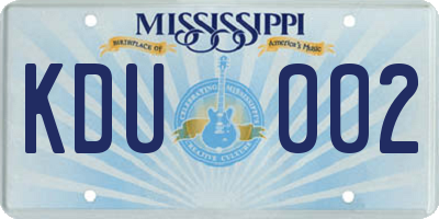 MS license plate KDU002