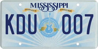 MS license plate KDU007