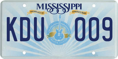 MS license plate KDU009