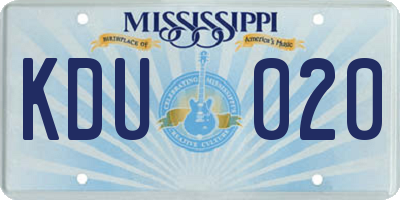 MS license plate KDU020