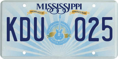MS license plate KDU025