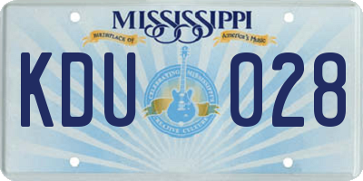 MS license plate KDU028