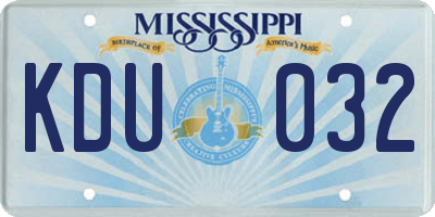 MS license plate KDU032