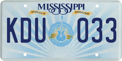 MS license plate KDU033