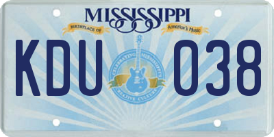 MS license plate KDU038