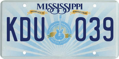 MS license plate KDU039