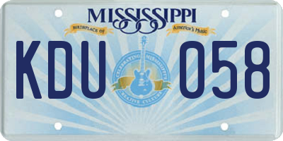 MS license plate KDU058