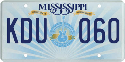 MS license plate KDU060