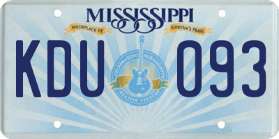MS license plate KDU093