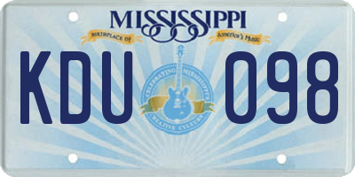 MS license plate KDU098