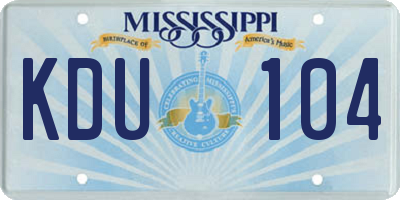 MS license plate KDU104