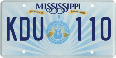 MS license plate KDU110