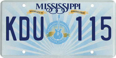 MS license plate KDU115