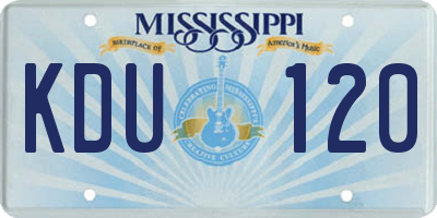 MS license plate KDU120