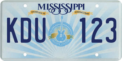 MS license plate KDU123