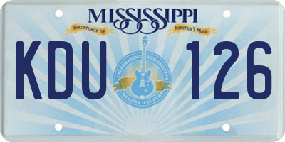MS license plate KDU126